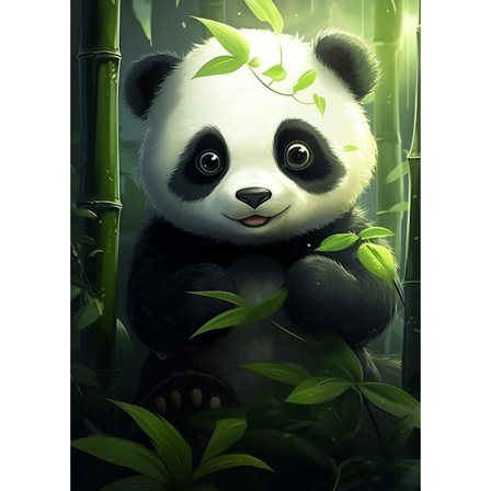 30x40cm, Bambusblad Panda 5d diamantmalet rhinstenbroderi