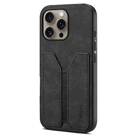 DENIOR Deksel til iPhone 16 Pro Max Elastisk Kortholder PU Lær+TPU+PC Telefondeksel-
