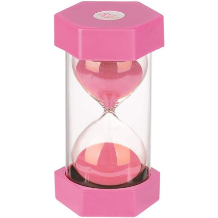 Tiimalasi, lasten turvallinen tiimalasi, värikäs hiekkakello, keittiöajastin, 30 minuuttia (1 kpl, pinkki)