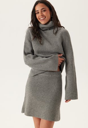 Object Collectors Item - Objviola Mw Re Short Knit Skir - Medium Grey Melange - Kläder - - Bubbleroom