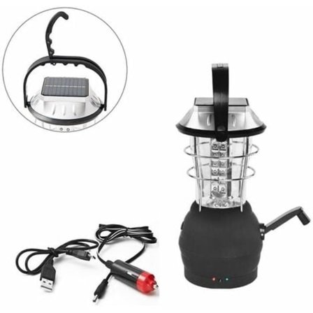 Lysarmatur, Bærbar Lanterne, Solcellelanterne, Svart Håndsveiv Dynamo 36 LED Campinglanterne Nødlys Egnet