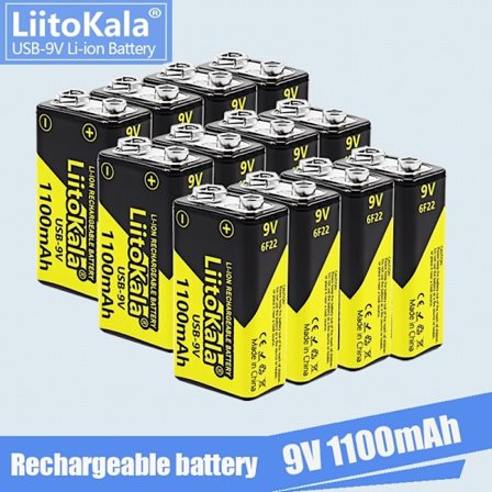 1-16 kpl LiitoKala 9V 1100mAh Li-ion Ladattava akku USB 9V Akku Yleismittarille Mikrofoni Lelu Kaukosäädin KTV käyttö