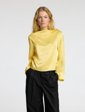 Selected Slfselene Ls Draped Neckline Top B - Yellow - 40