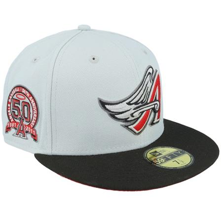New Era - Los Angeles Angels Ecology 59FIFTY 50th Snow Grey/Black Fitted Fitted Grey Cap - MLB @ Hatstore
