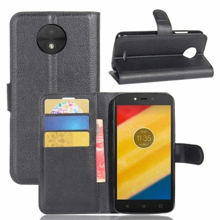 Wallet Stand Case for Motorola Moto C - Black