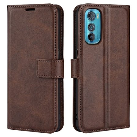 Motorola Edge 30 læderetui med pung - Brun