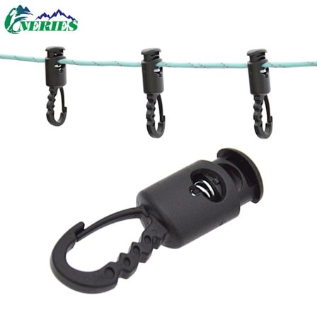 3 stk. vindtette taufjærkroker for utendørs camping med arm, mobil oppbevaringskrok, vindtett og sklisikker klessnorposisjoneringsklemme