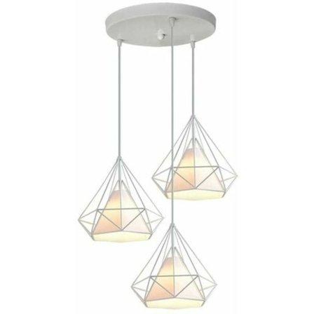 Modern Diamantbur Cage Hänglampa 25cm Justerbar Rep Industriell Järn Chandelier Armatur Matrum Bar