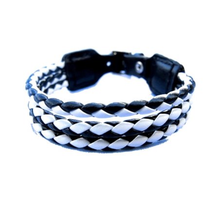 Läderarmband flätat svart och vit