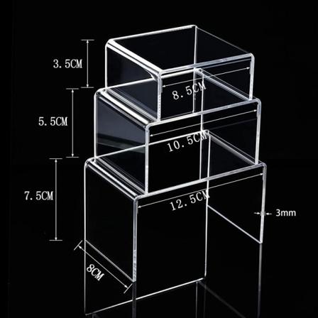3 Set Akryl Displayställ, Smyckesdisplay Ställ Hylla Visningsställ (Klar, Medium Set)-Akryl Ställ Visar Figurer