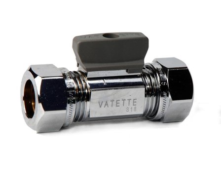 Vatette FG071050305 Kuglehane lige, forkromet, med knap, CU-CU 15 x 10 mm, Installation