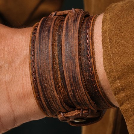 Bracelet en cuir brut marron pour hommes - Bracelets larges - pour Hommes - Collin Rowe