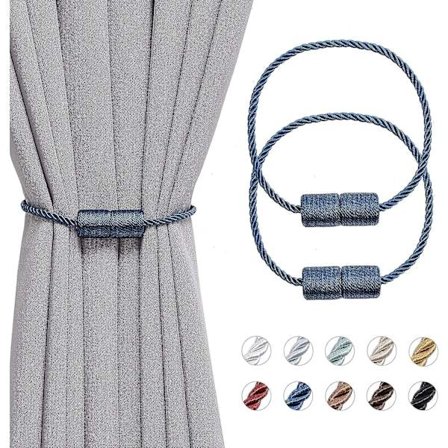 2-pack 16 tum Magnetiska Gardinband Handgjorda Vävda Rep Praktiska och Dekorativa Gardinband för Hem och Kontor - Marinblå