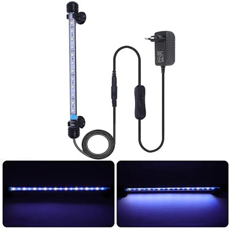 LED Akvarie Lys, Vandtæt LED, Blå & Hvid, 28cm