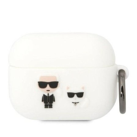 Karl Lagerfeld KLACAPSILKCW AirPods Pro-deksel hvit/hvit Silikon Karl & Choupette