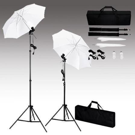 Vidaxl Fotostudio Med Bakgrunder, Lampor Och Paraplyer Svart