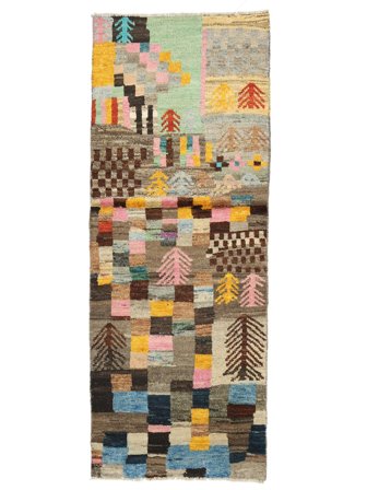 Moroccan Berber - Afghanistan 73X191 Käytävämatto Ruskea/Musta Villa, Afganistan