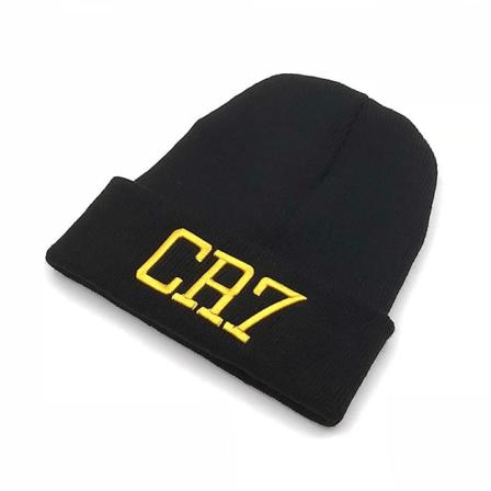 Cr7 Stickad Mössa Vinterkepsar Skullies Bonnet Cristiano Ronaldo Vintermössor För Herr Dam Mössa Utomhussport Varm Cap 2018 Svart