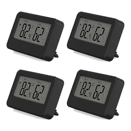 4 stk. Digitalt Hygrometer og Termometer, Reptiltermometer med Magnetisk & Bordstativ, Temperatur og Luftfuktighet