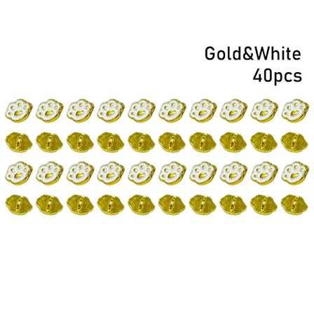 40stk Dukkespenne Miniknapper GULL&HVIT