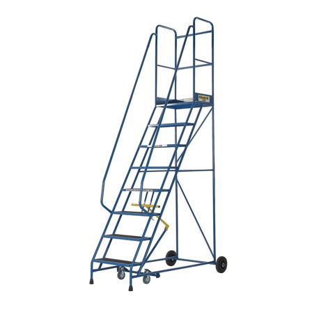 Warehouse safety steps, anti-slip, 8 treads, H 2000 mm, blue