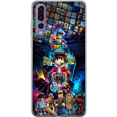 Kompatibelt Mobildeksel til Huawei Huawei P20 Pro Fargerikt Roblox-kollasje med spillkarakterer, kontroller og neonlys - energirik spilldesign