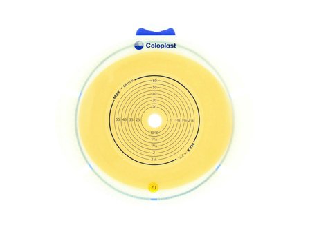 Coloplast Sensura Flex hudplate, 101030, Kleberkobling 70 mm, hullstørrelse 10-68 mm 10 stk.
