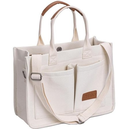 Stor Canvasväska för Kvinnor med Fickor, Laptop Crossbody Väskor All Day Väska Handväskor för Arbete Strand Gym