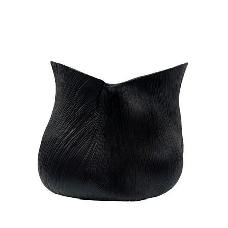 Musta polyresiinimaljakko, 32x22x27,5 cm, geometrinen kuvio