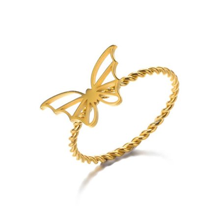 Enkelt rostfritt stål Retro Lady Butterfly Twisted Chain Rings Hjärta Kors Runt Enkelt Finger Smycken För Dam Tillbehör