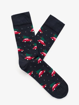 John Henric Men's Marineblaue Weihnachtssocken Size Onesize