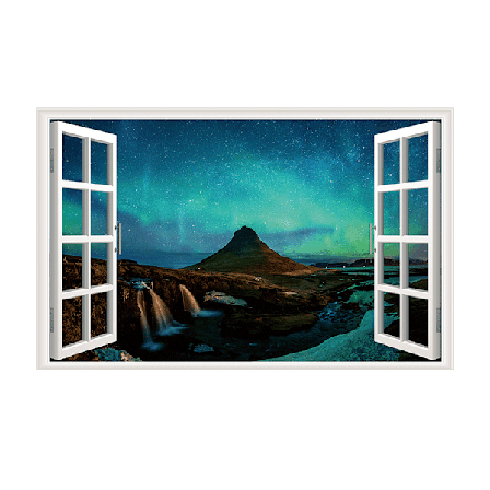 43,5x70cm Simulaatio Ikkunatarra - Aurora Maisema Seinämaalaus 3D D