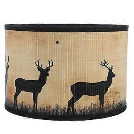 Lampunvarjostin Bambu Hirvi Metsä Ääriviiva Kuvio Moderni Pyöreä E27 Lampunpidikkeelle Kodin Sisustus 30.00X30.00X20.00CM Hajavalo 1kpl