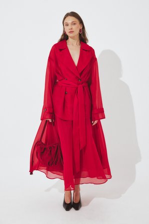 Pelin x NA-KD Jupe mi-longue en organza - Jupes mi-longues - Rouge - EU 32