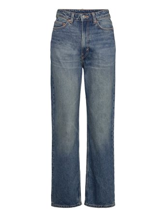 Weekday Rowe Super High Waisted Regular Straight Leg Jeans - Blue - 25 x 32