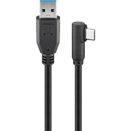 USB 3.0 USB-C till USB-A-kabel, 90°, 1,5 m, svart
