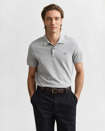 GANT Herren Regular Fit Piqué Poloshirt (L) Grau