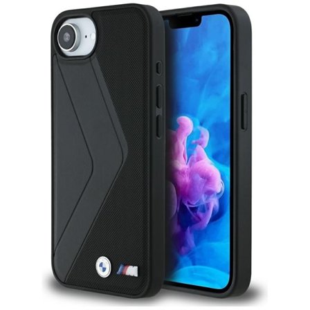 BMW Isokokoinen raidallinen MagSafe-kotelo iPhone 16e:lle - musta