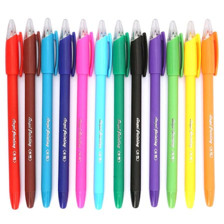 Akvarellpennor för studenter, konstfärgade målarpennor, skolmaterial (12 färger)