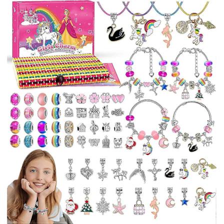 Gaver til piger på 5 6 7 8 9 10 år, Smykkefremstillingskit til børn 11 Pigelegetøj Julegave Pige Charm Armbåndssæt Kunsthåndværk Børnelegetøj Alder 8-