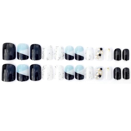 24 kpl/laatikko Geometriakuvioinen Strassikoriste Teko- ja Vääri Kynsikoristeet & Liima