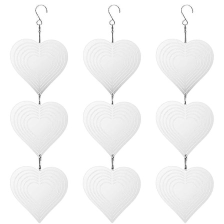 Fugleskræmmer-diske i rustfrit stål, 3D-reflekterende Helix vindspinnere udendørs haveindretning gårdhave bondegård - hjerte