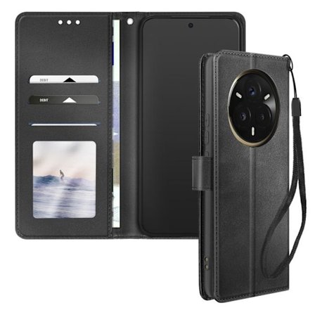 Étui Clapet - Realme - 14 Pro Plus - Sort - Syntetisk læder - Videostøtte