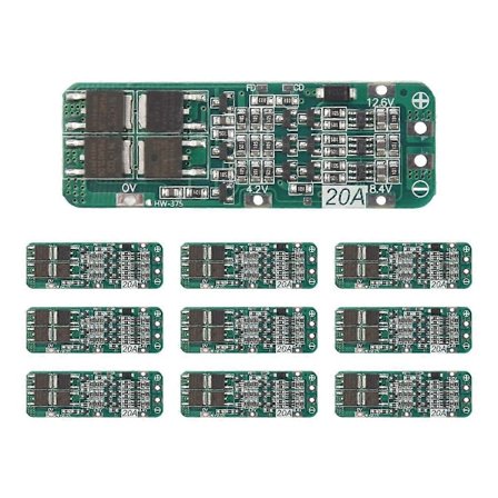 10 stk. 3S 20A BMS 18650 Li-Ion Lithium Batterioplader Modul BMS Beskyttelseskort PCB 11.1V 12V 12.6
