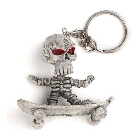 Nøkkelring - Skjelett på skateboard