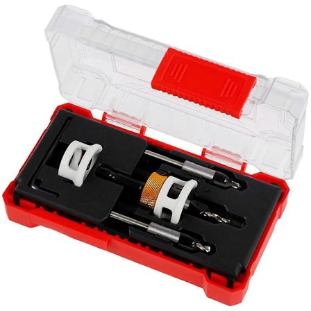 Forsænkerboresæt med justerbar dybdestop, hurtig udskiftning af forsænkerbor med udskiftelige bor