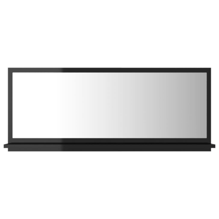 Vidaxl Badrumsspegel Vit Högglans 90x10,5x37 Cm Konstruerat Trä Svart