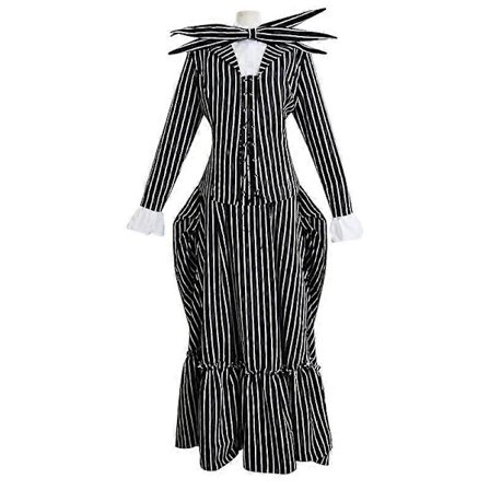Halloween Jack Skellington Cosplay Kostume Sort Kjole til Kvinder Outfits Halloween Kostumer Cosplay Rollespil Fest