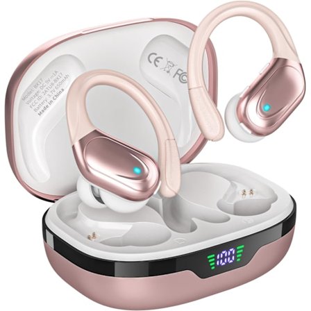 Trådlösa öronsnäckor Bluetooth-hörlurar 80 timmars uppspelning Öronsnäckor IPX7 Vattentäta och strömdisplay med ENC brusreducerande mikrofon Over-Ear 