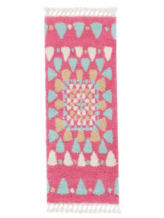 Momo 80X200 Piccolo Rosa Scuro/Verde Menta Passatoia Tappeto